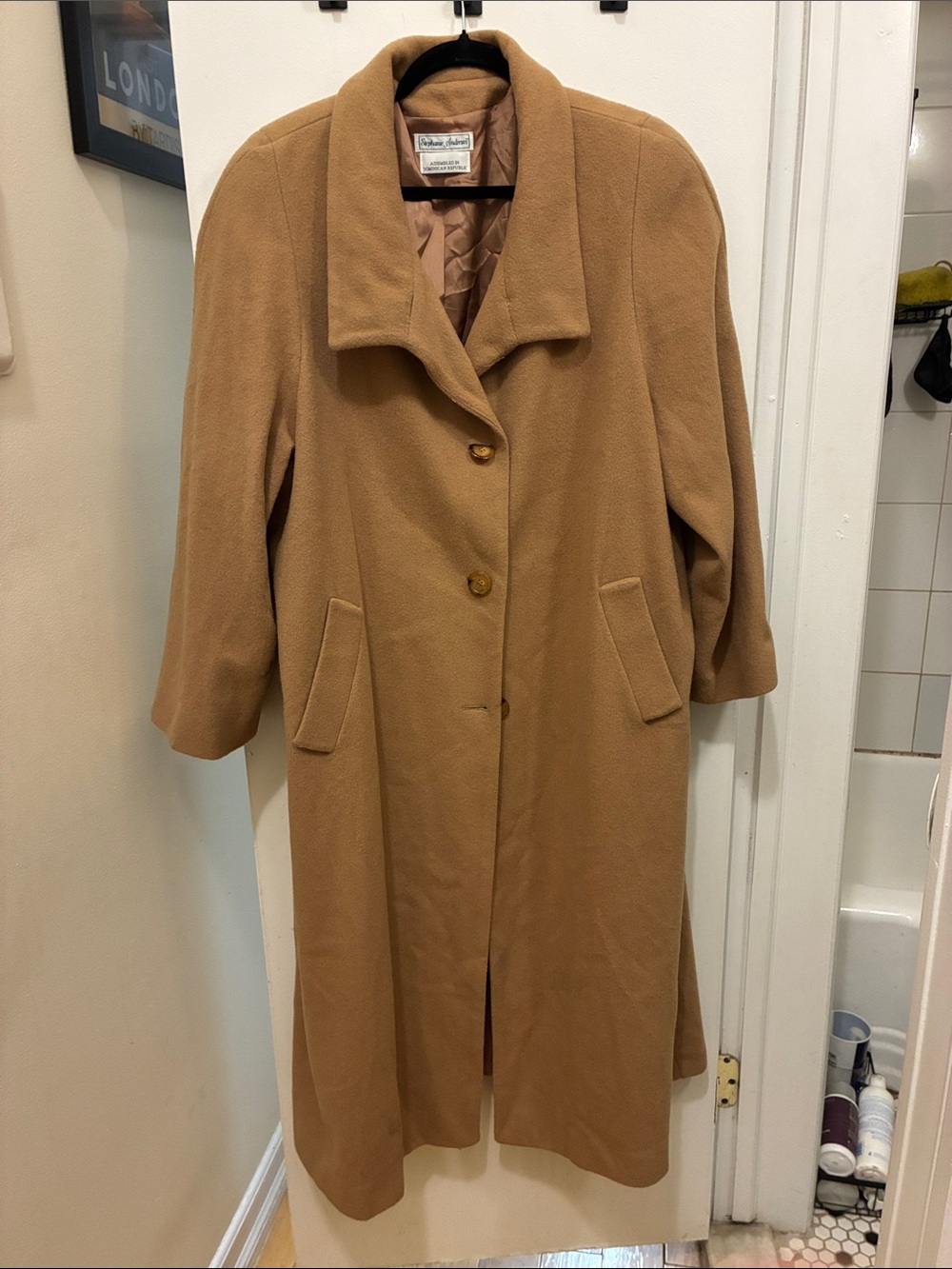 Vintage 1970s Women's Camel Long Coat Tailored Preppy Old Money Dark Academia